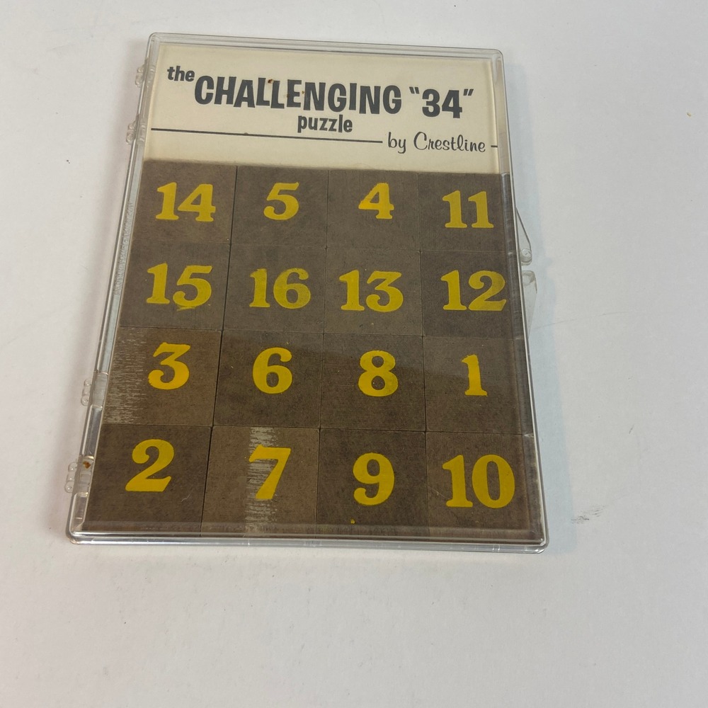 Vintage Crestline The Challenging 34 Solitaire Math Puzzle Hardwood Tiles Case